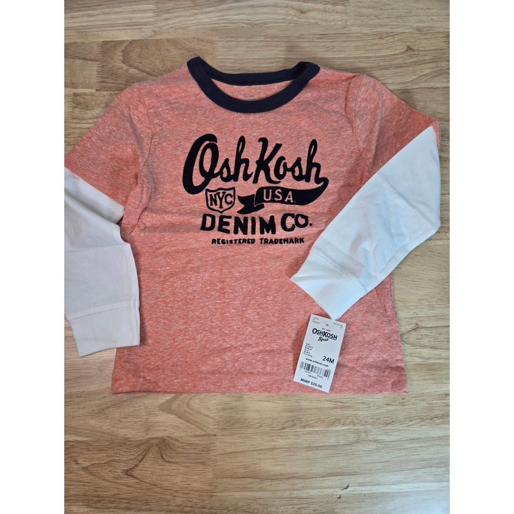 OshKosh Bgosh Kids Heathered Orange Long Sleeve Henley Shirt 24M OKT15131-24M